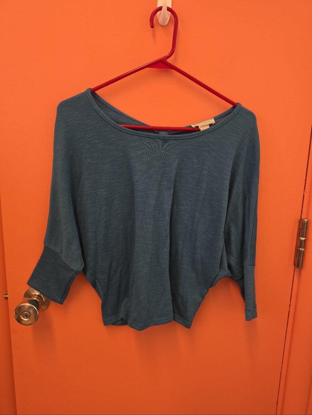 Body Central Juniors Size Large Open Back Casual Teal Blouse Dolman Sleeves